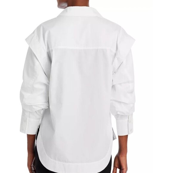 DEREK LAM 10 CROSBY Marley Ruched Sleeve Button Down Shirt - Picture 8 of 8